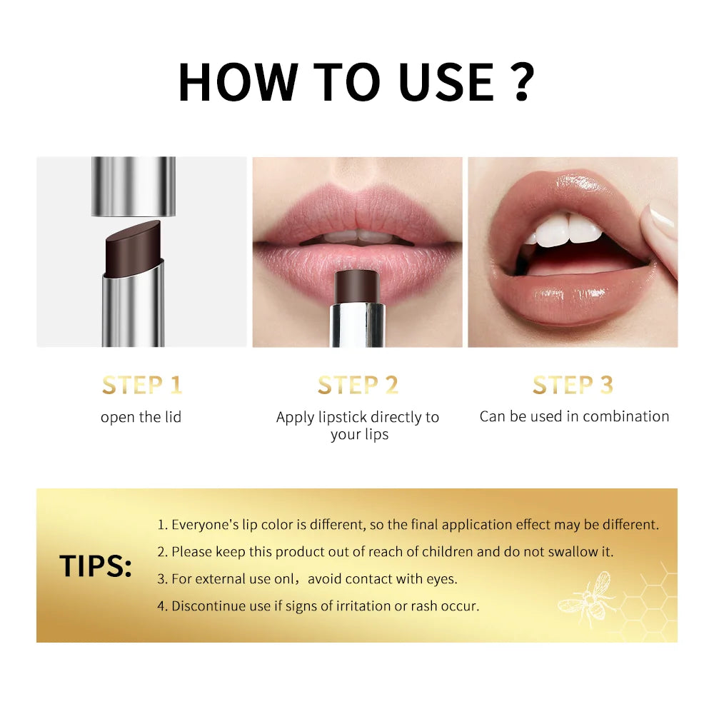 Lápiz labial de miel negro, hidratante de larga duración, maquillaje de labios Natural, brillo de labios, cosméticos exfoliantes para labios