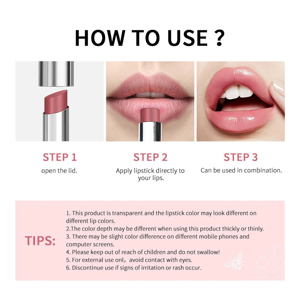 Lápiz labial de miel rosa con vitamina E, nutritivo, hidratante, bálsamo labial teñido, suave, mejora el Color Natural, maquillaje para el cuidado de los labios