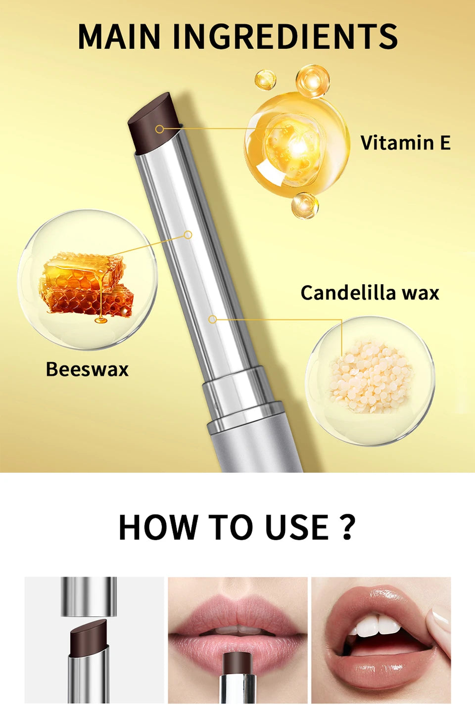 Lápiz labial de miel negro, hidratante de larga duración, maquillaje de labios Natural, brillo de labios, cosméticos exfoliantes para labios