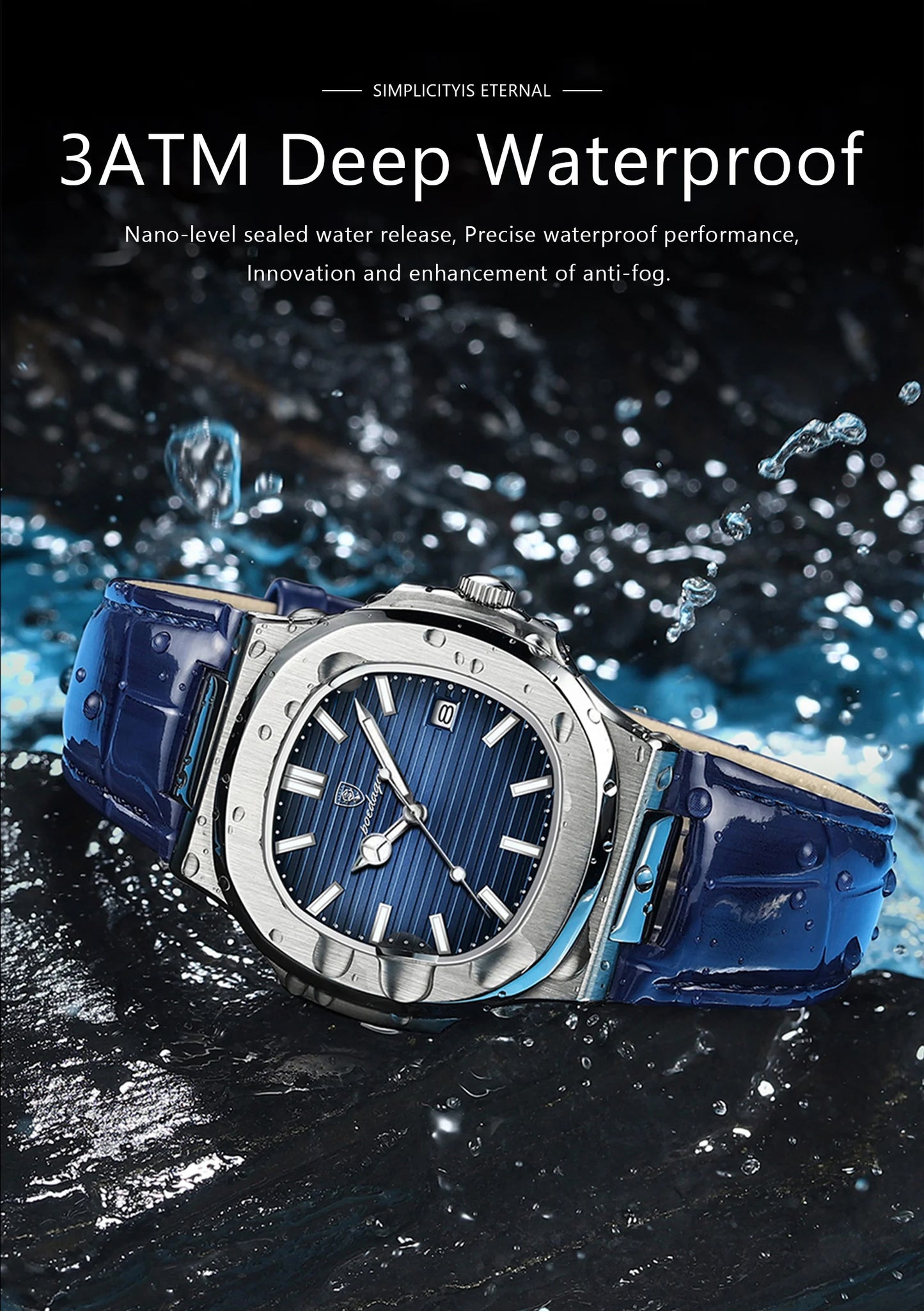 Reloj de pulsera POEDAGAR de lujo para hombre, relojes de cuero con fecha luminosa resistente al agua para hombre, reloj cuadrado deportivo para hombre, relojes casuales de cuarzo para hombre