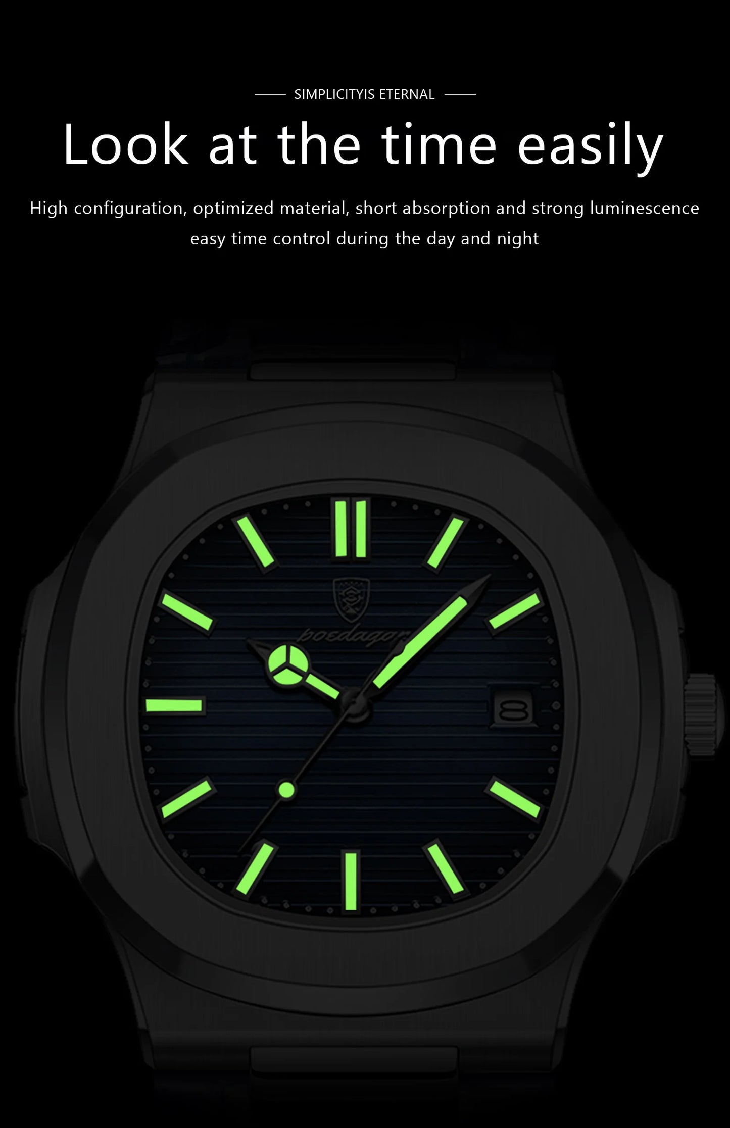 Reloj de pulsera POEDAGAR de lujo para hombre, relojes de cuero con fecha luminosa resistente al agua para hombre, reloj cuadrado deportivo para hombre, relojes casuales de cuarzo para hombre
